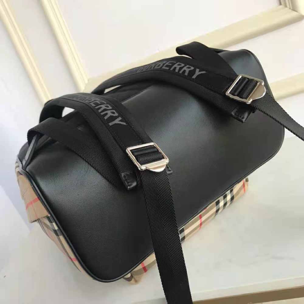 Burberry Men Vintage Check Nylon Backpack-Brown - image 4