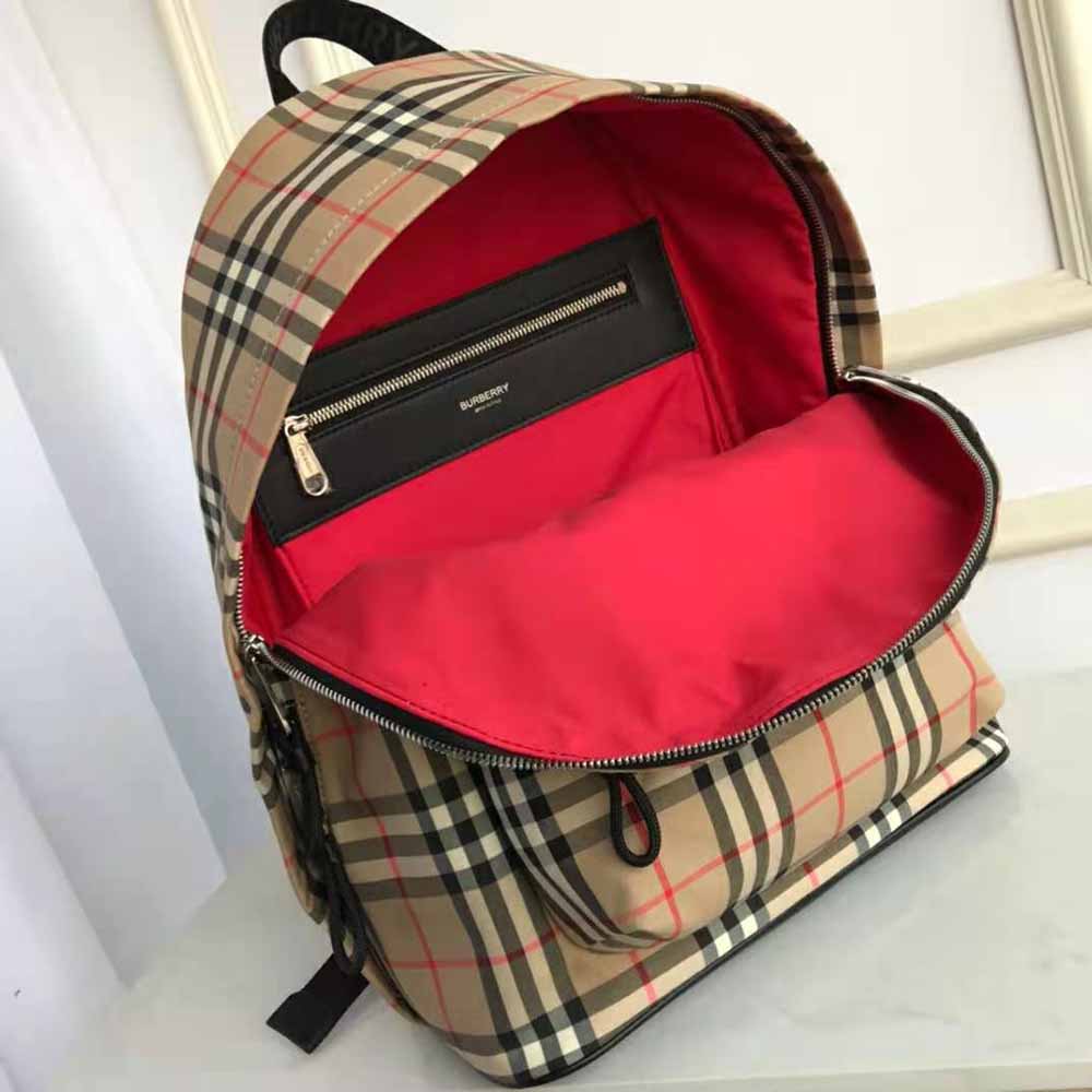 Burberry Men Vintage Check Nylon Backpack-Brown - image 5