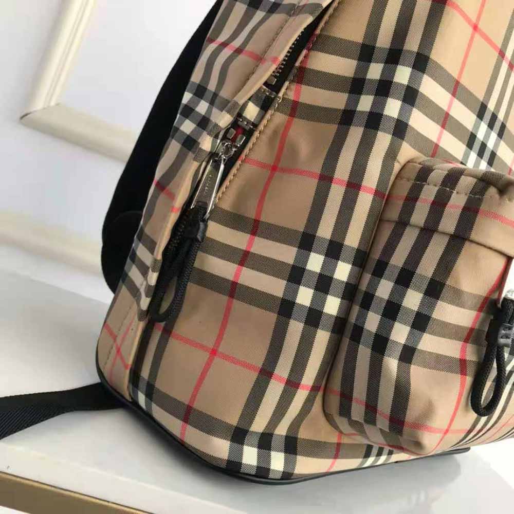 Burberry Men Vintage Check Nylon Backpack-Brown - image 8