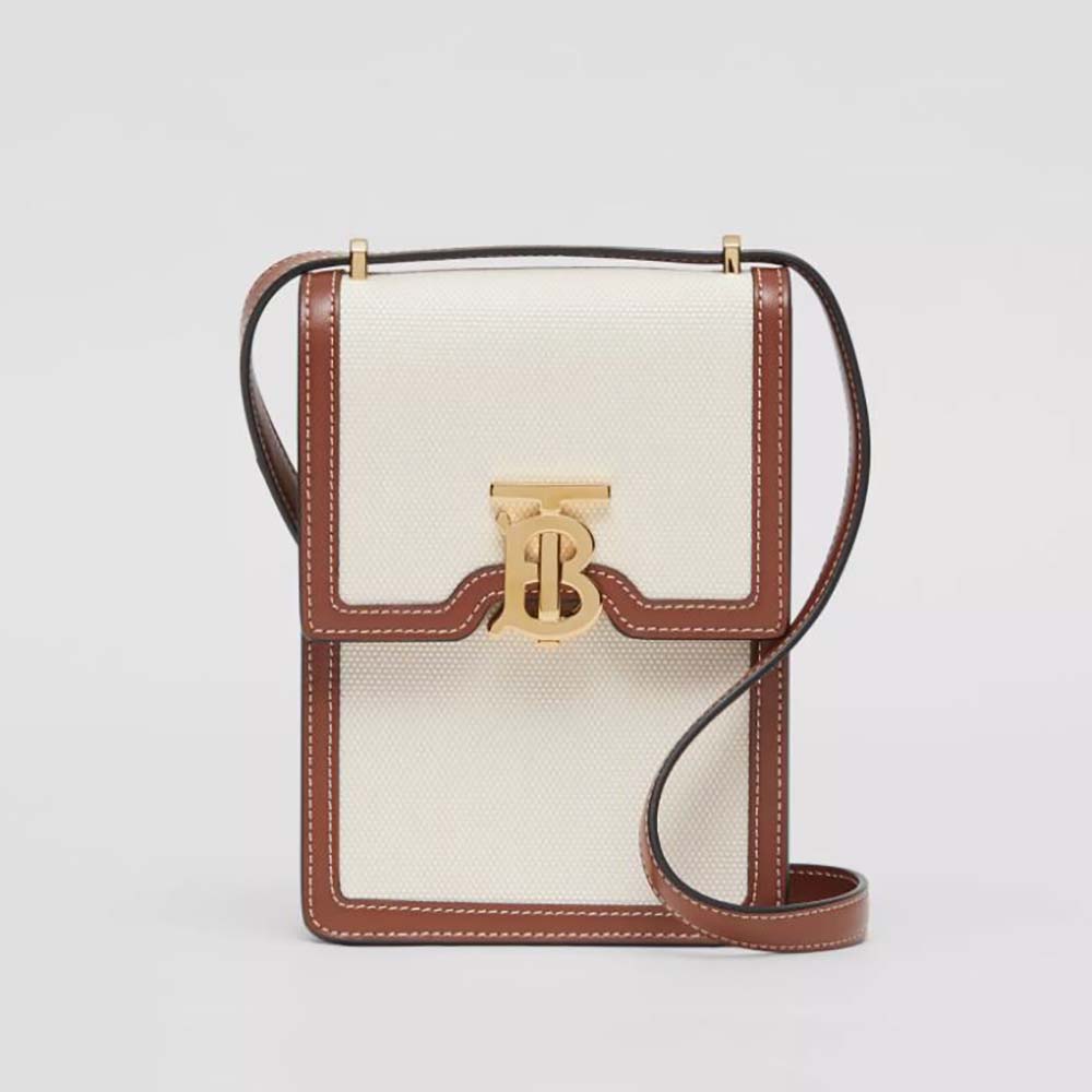 Front view of Burberry Women Cotton Canvas and Leather Robin Bag