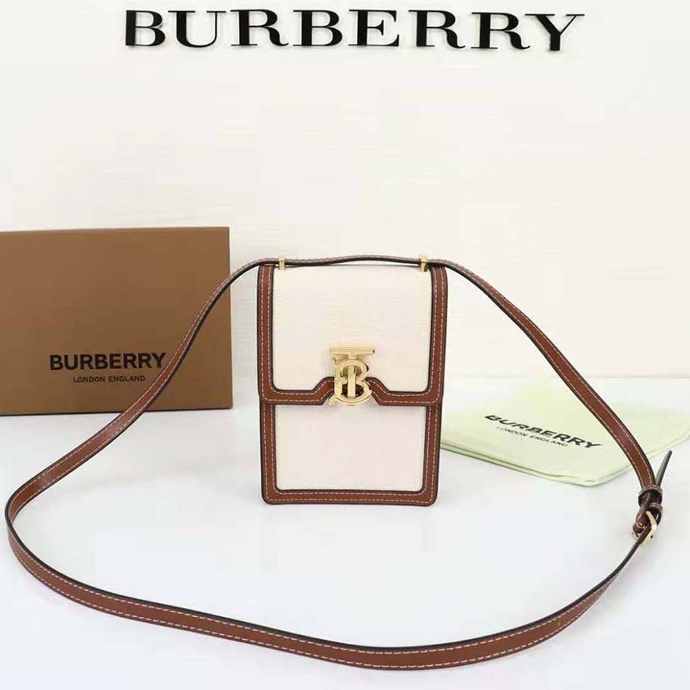 Close-up on gold-tone hardware of Burberry Women Robin Bag