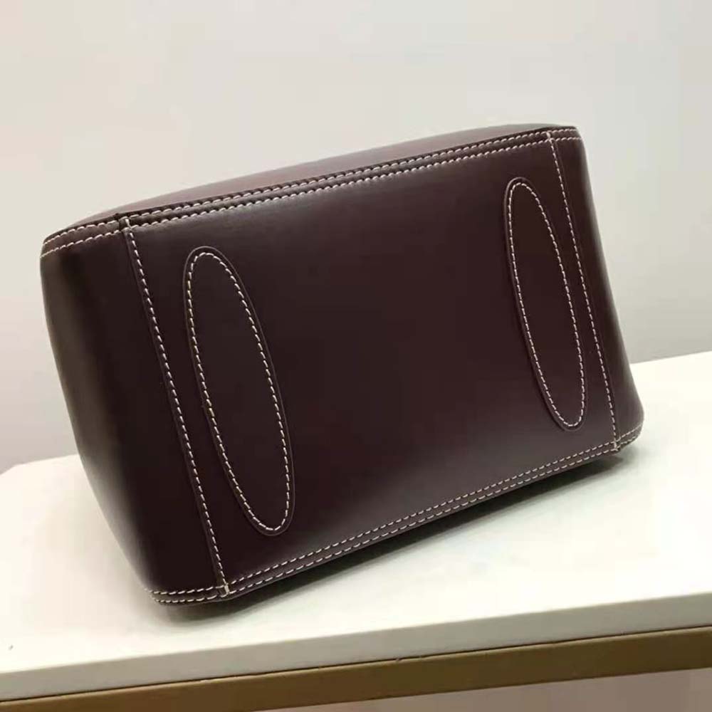 Burberry Women Large Leather Basket Bag-Maroon - image 4