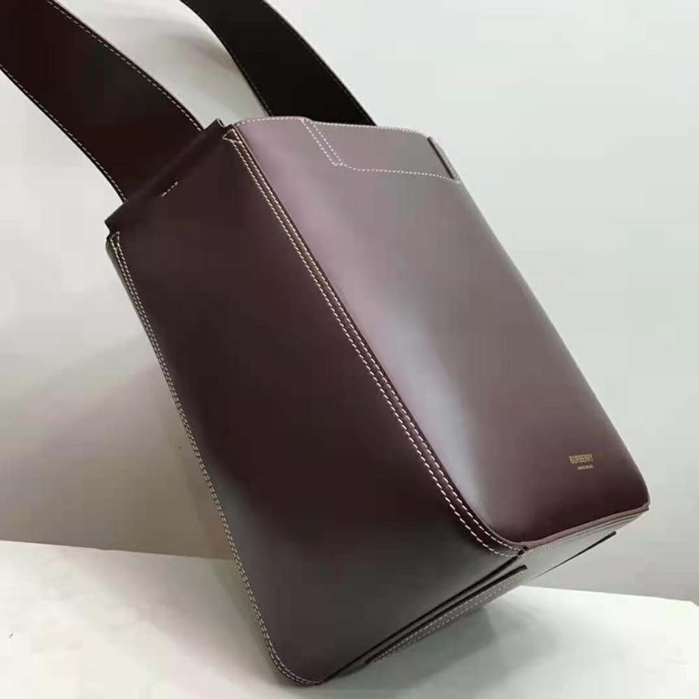 Burberry Women Large Leather Basket Bag-Maroon - image 5