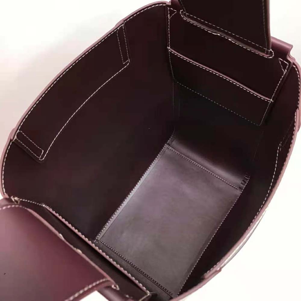 Burberry Women Large Leather Basket Bag-Maroon - image 9
