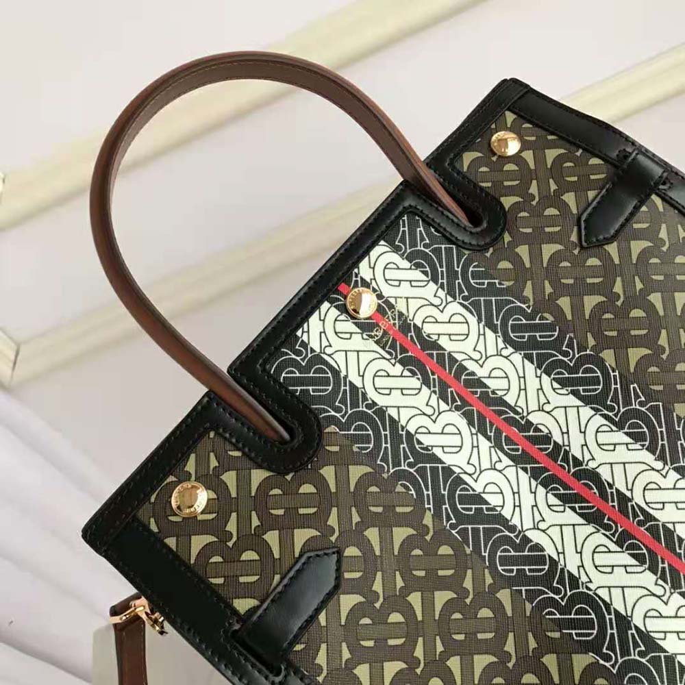 Burberry Women Medium Monogram Stripe E-canvas Title Bag - image 10