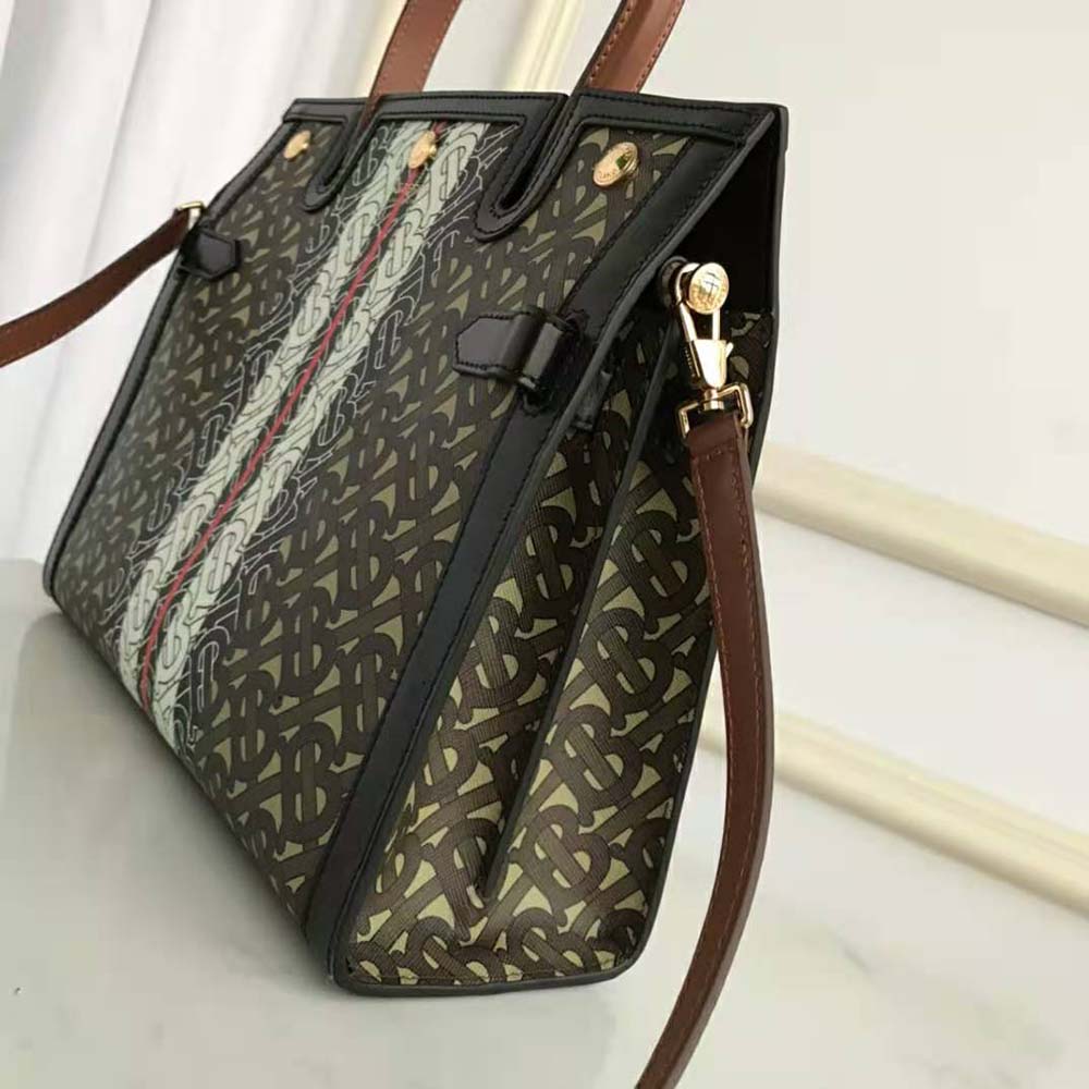 Burberry Women Medium Monogram Stripe E-canvas Title Bag - image 4