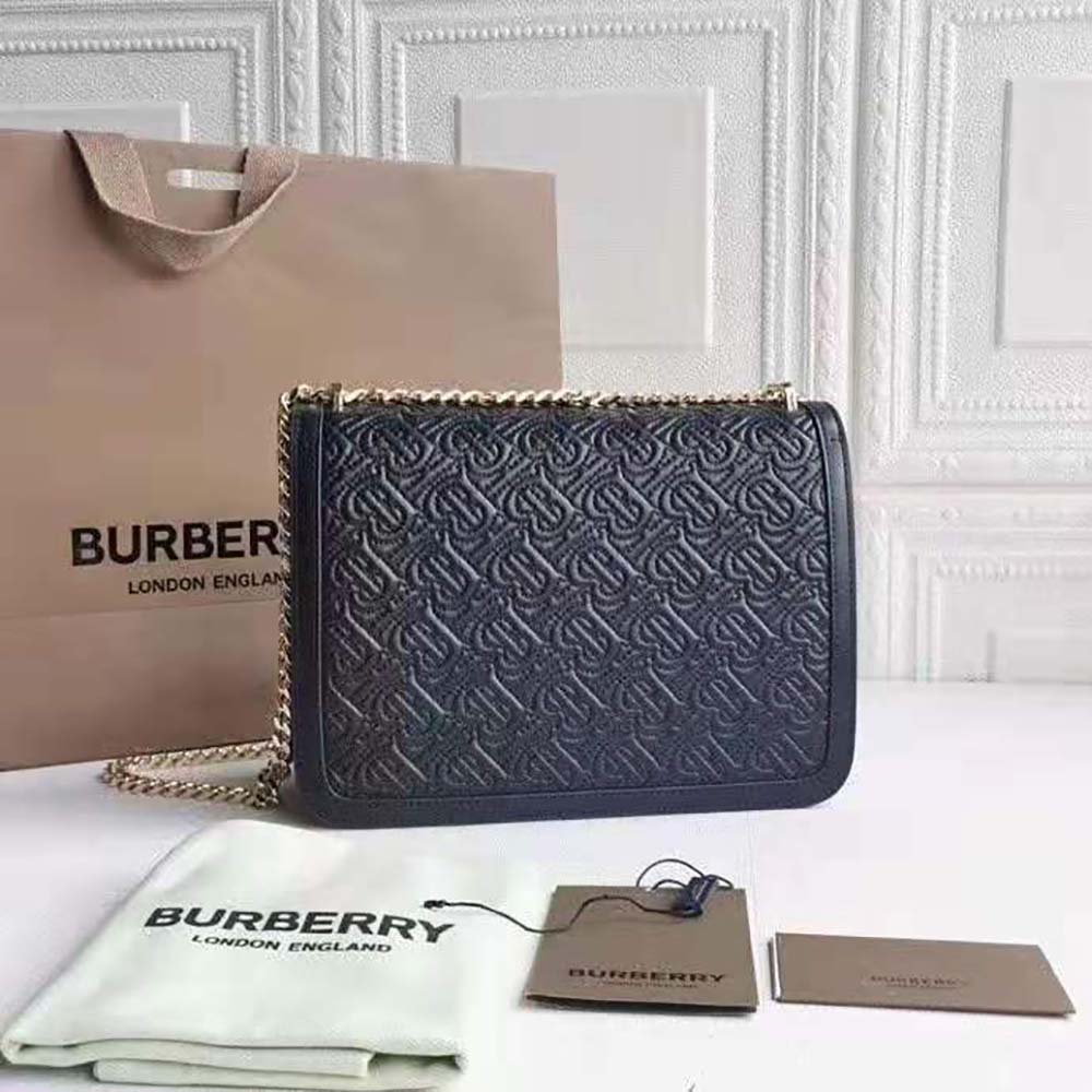 Burberry Women Medium Quilted Monogram Lambskin TB Bag-Black - image 7