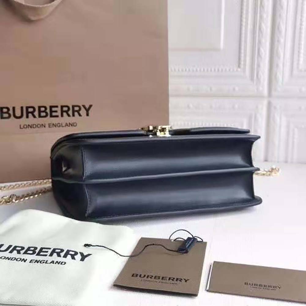 Burberry Women Medium Quilted Monogram Lambskin TB Bag-Black - image 8