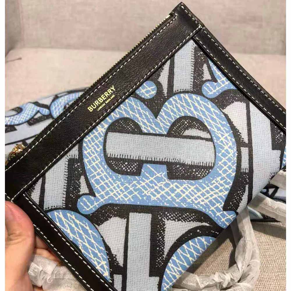 Burberry Women Mini Monogram Print E-canvas Beach Tote-Blue - image 9