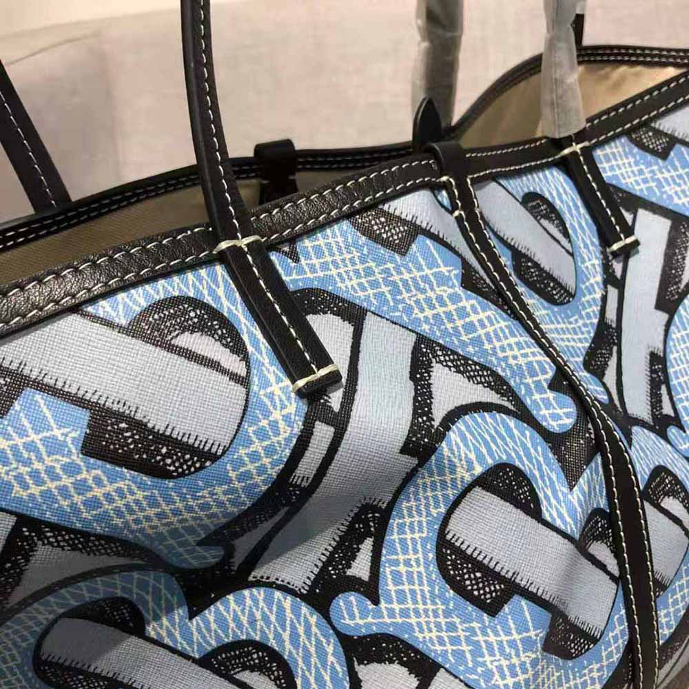 Burberry Women Mini Monogram Print E-canvas Beach Tote-Blue - image 8