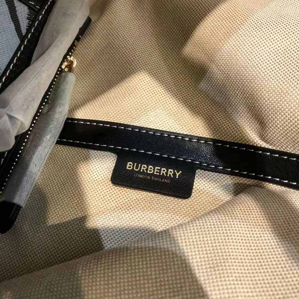 Burberry Women Mini Monogram Print E-canvas Beach Tote-Blue - image 10