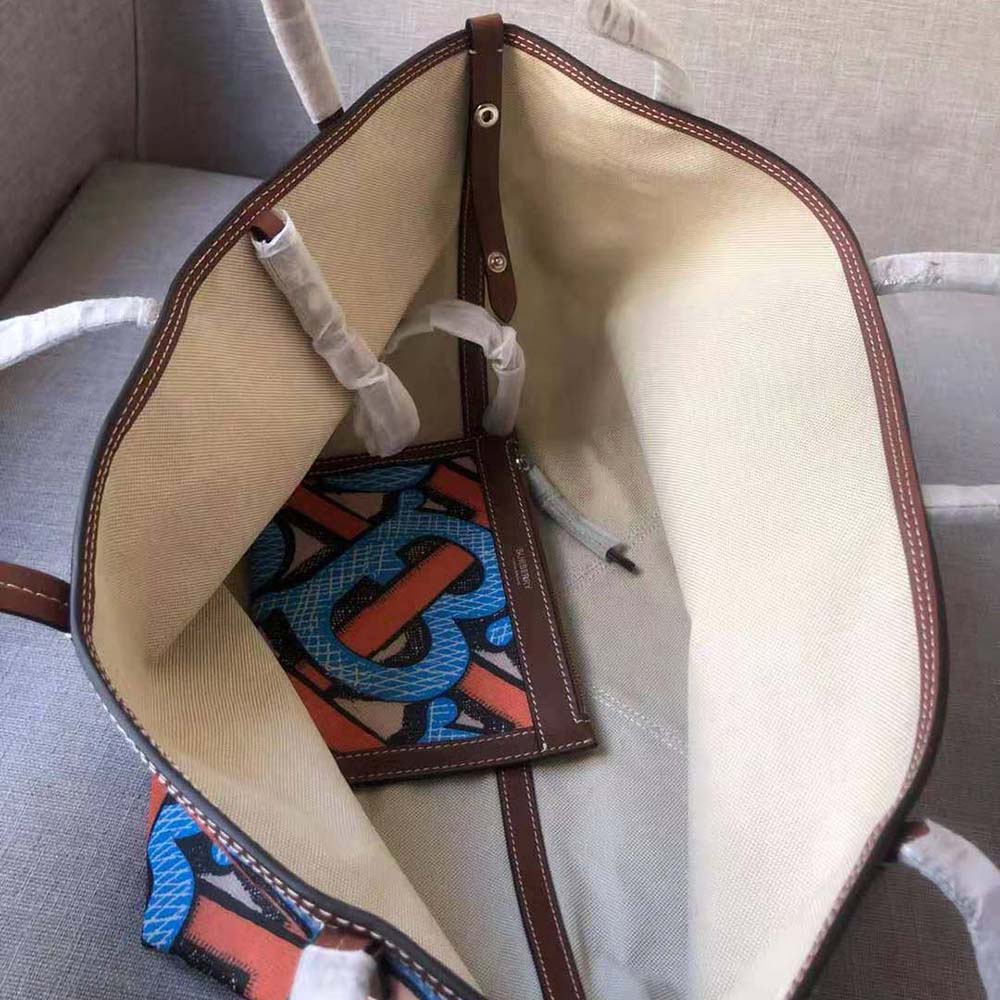 Burberry Women Mini Monogram Print E-canvas Beach Tote-Orange - image 8