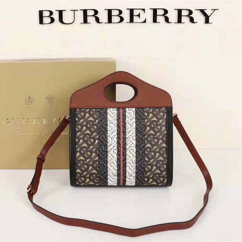 Burberry Women Mini Monogram Stripe E-canvas Pocket Bag - image 4