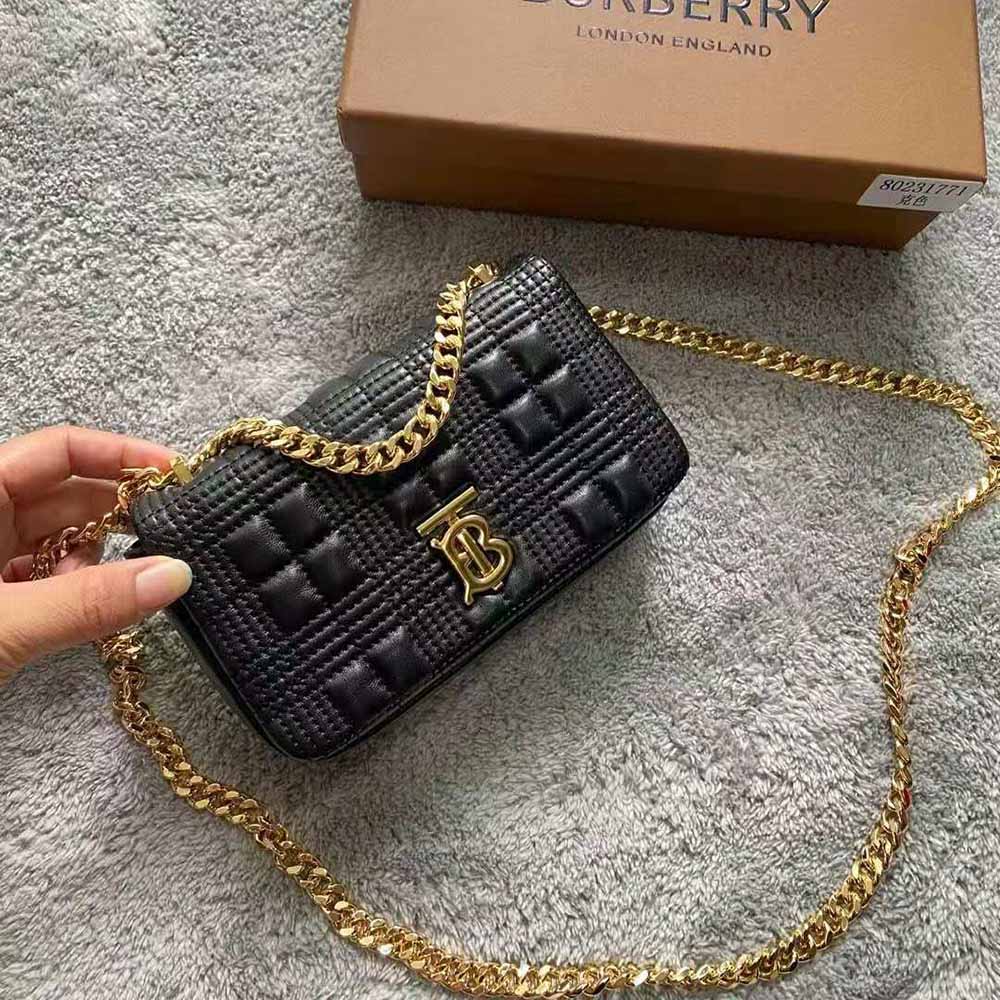 Burberry Women Mini Quilted Lambskin Lola Bag-Black - image 4