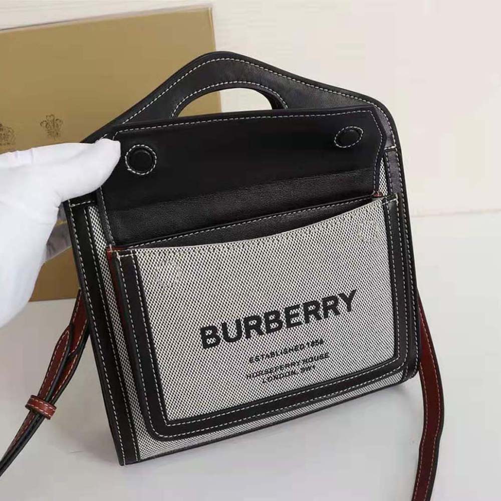 Burberry Women Mini Tri-tone Canvas and Leather Pocket Bag - image 4