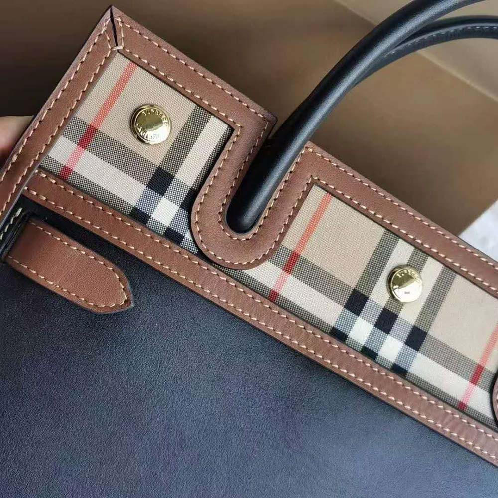 Burberry Women Mini Vintage Check Two-handle Title Bag-Black - image 8