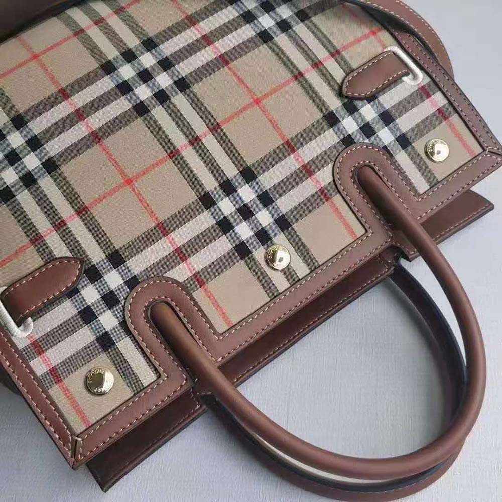 Burberry Women Mini Vintage Check Two-handle Title Bag-Brown - image 5