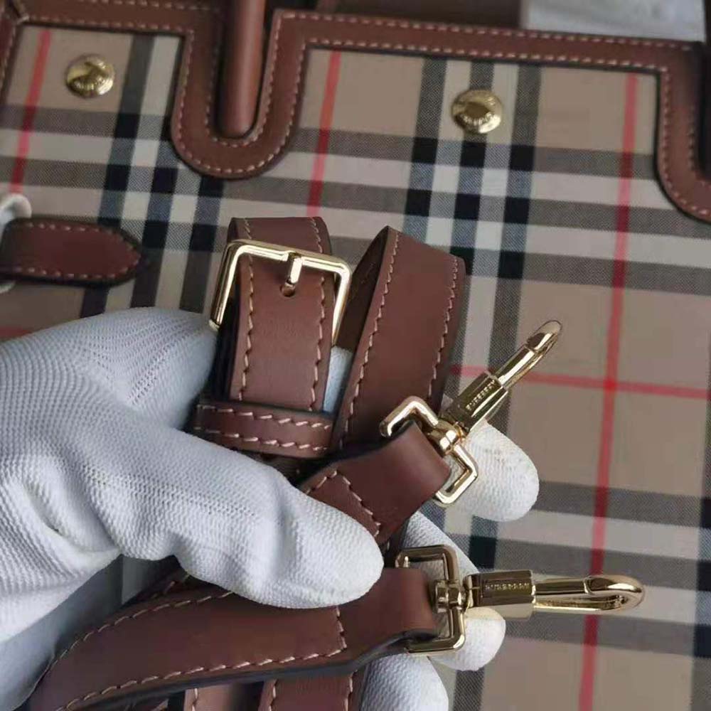 Burberry Women Mini Vintage Check Two-handle Title Bag-Brown - image 6
