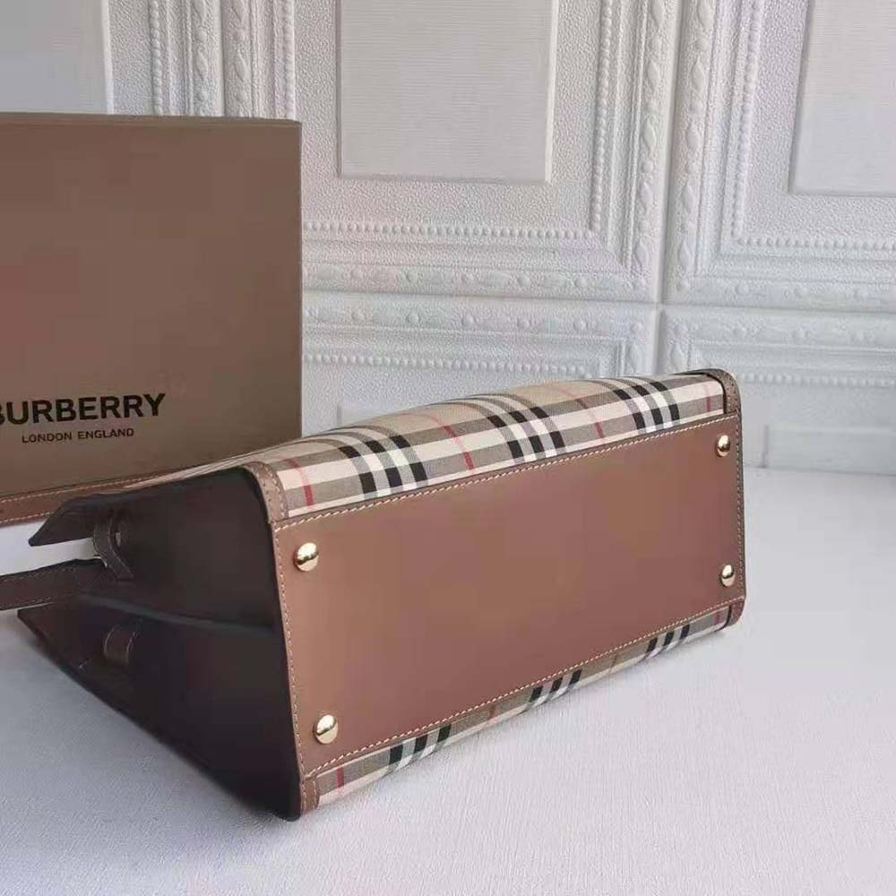 Burberry Women Mini Vintage Check Two-handle Title Bag-Brown - image 7