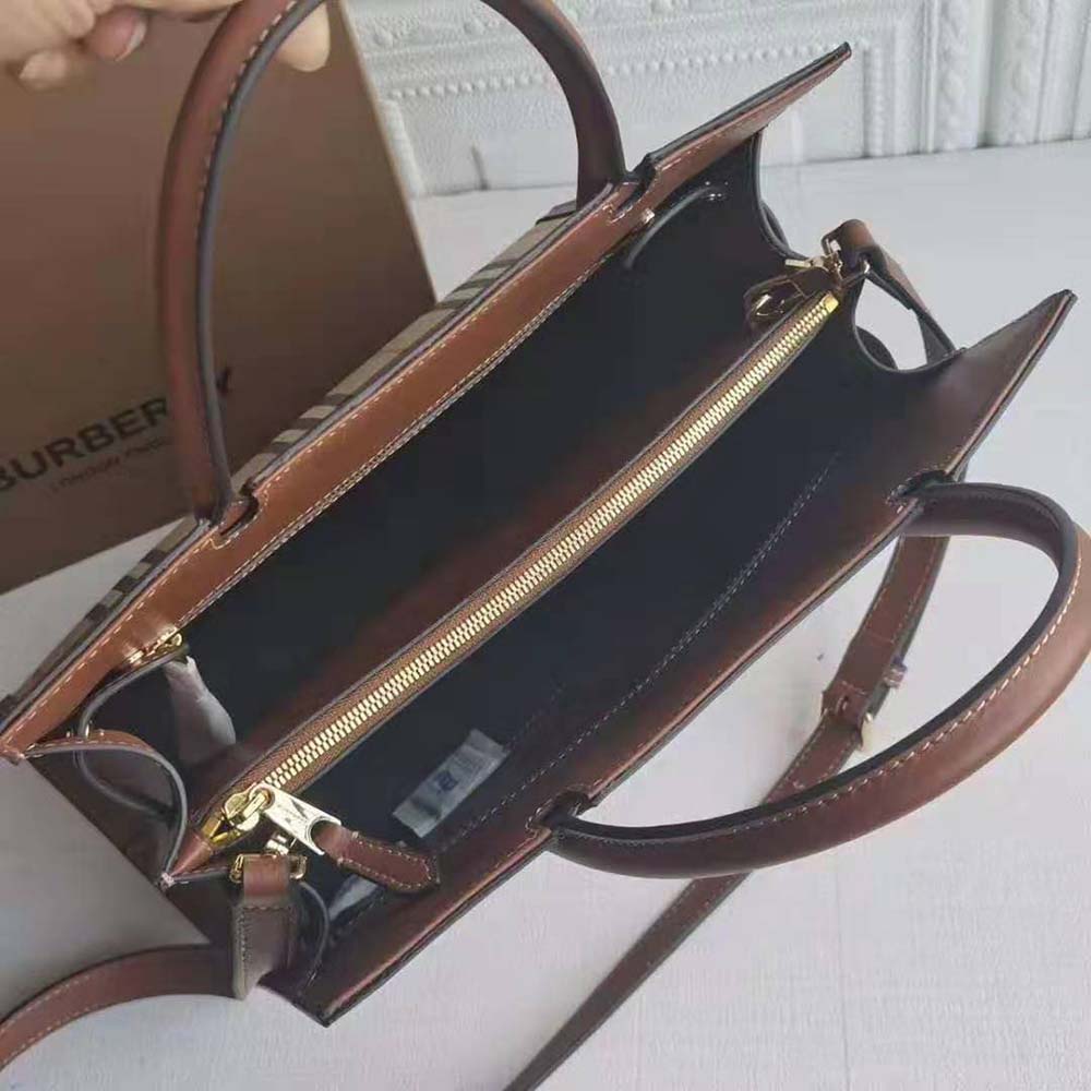 Burberry Women Mini Vintage Check Two-handle Title Bag-Brown - image 8