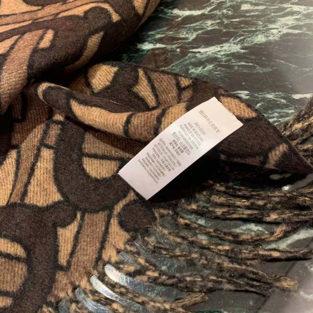 Burberry Women Monogram Cashmere Jacquard Scarf-Brown - image 5