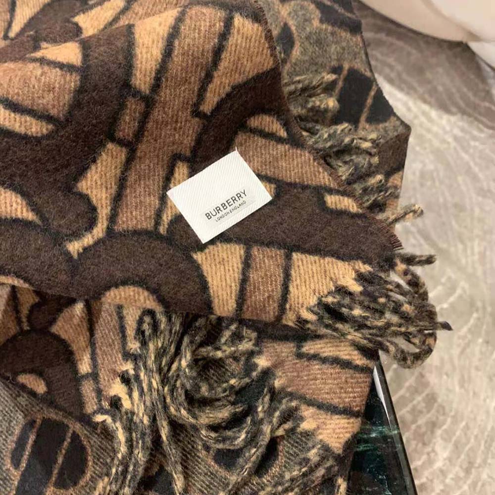Burberry Women Monogram Cashmere Jacquard Scarf-Brown - image 7