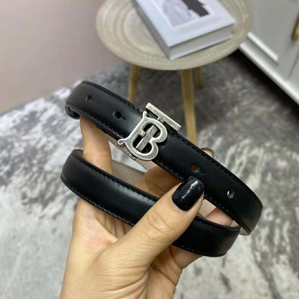 Burberry Women Monogram Motif Leather Belt-Black - image 7