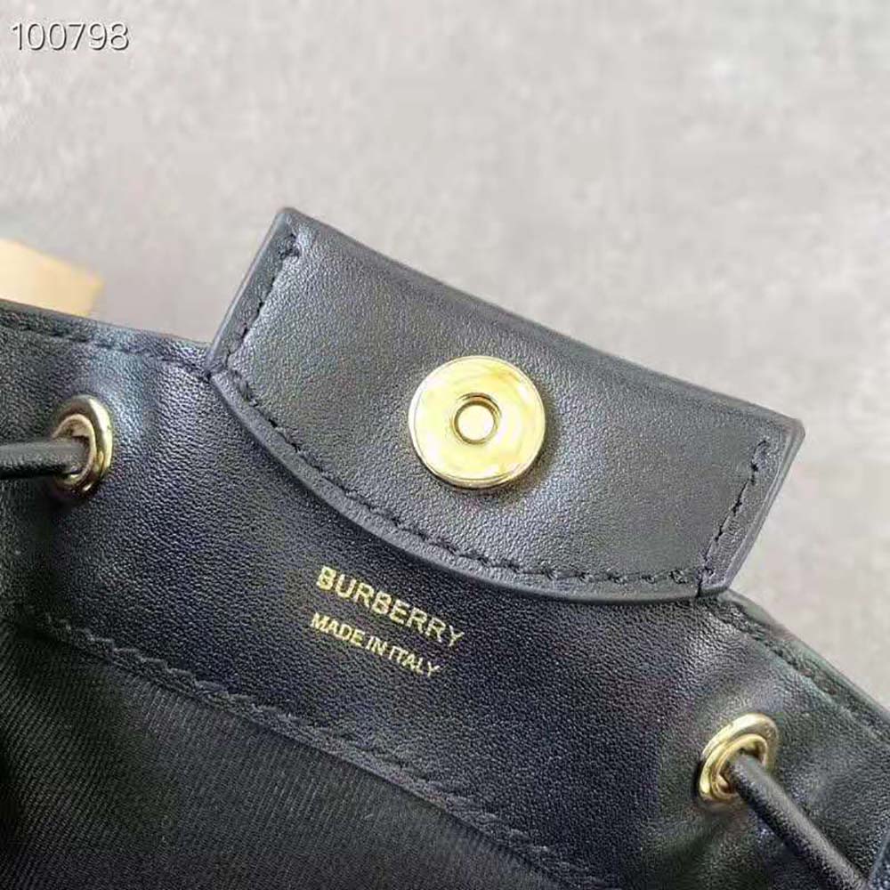 Burberry Women Monogram Motif Leather Bucket Bag-Black - image 10