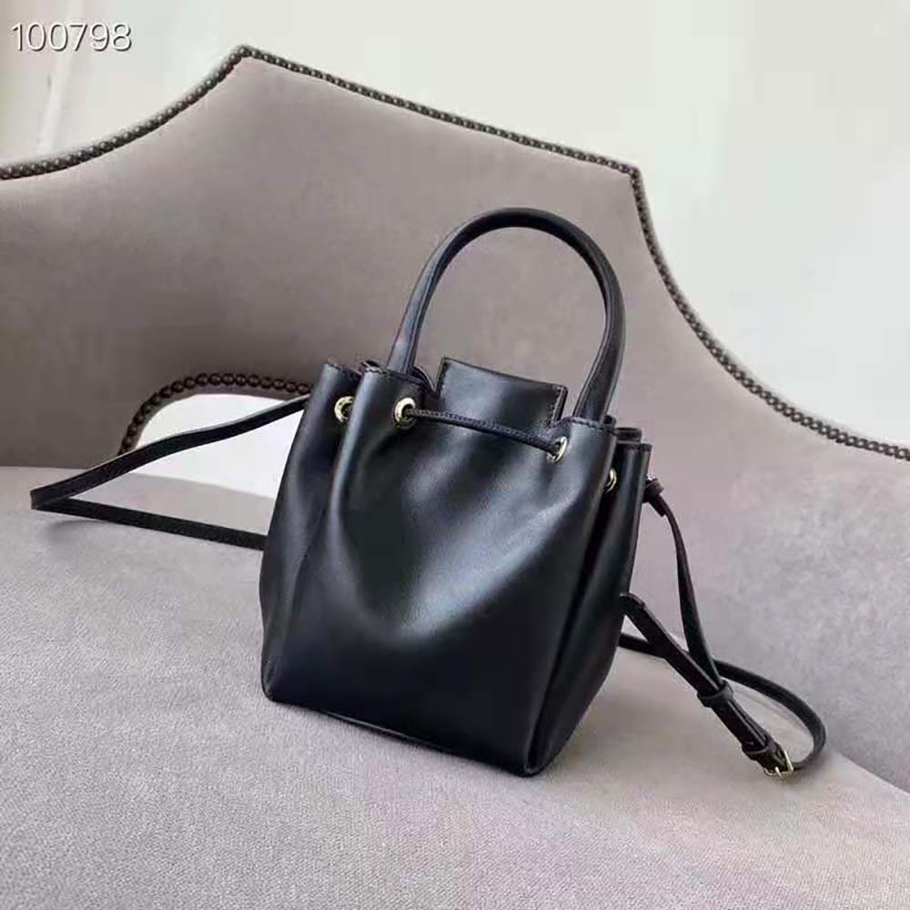Burberry Women Monogram Motif Leather Bucket Bag-Black - image 5