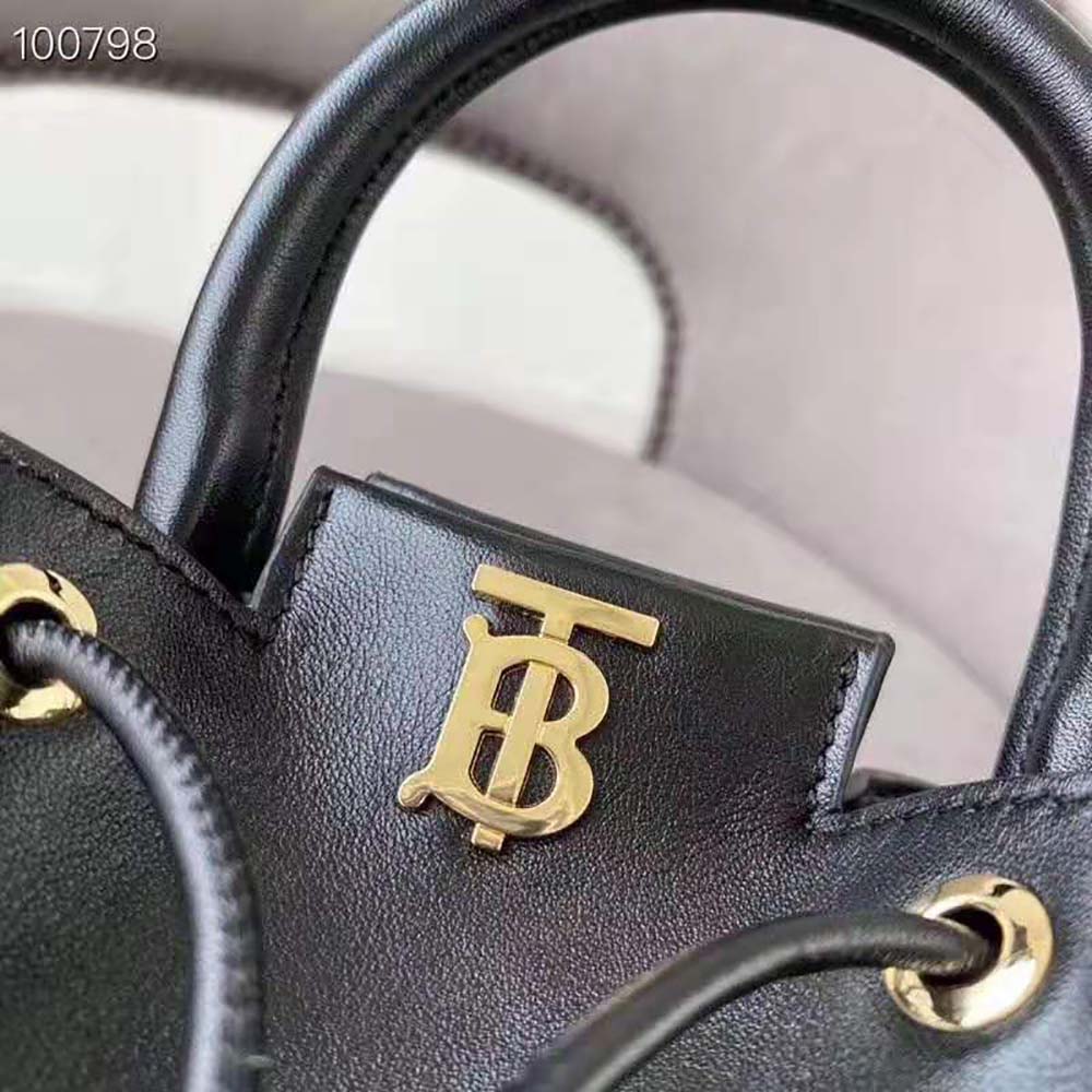 Burberry Women Monogram Motif Leather Bucket Bag-Black - image 7