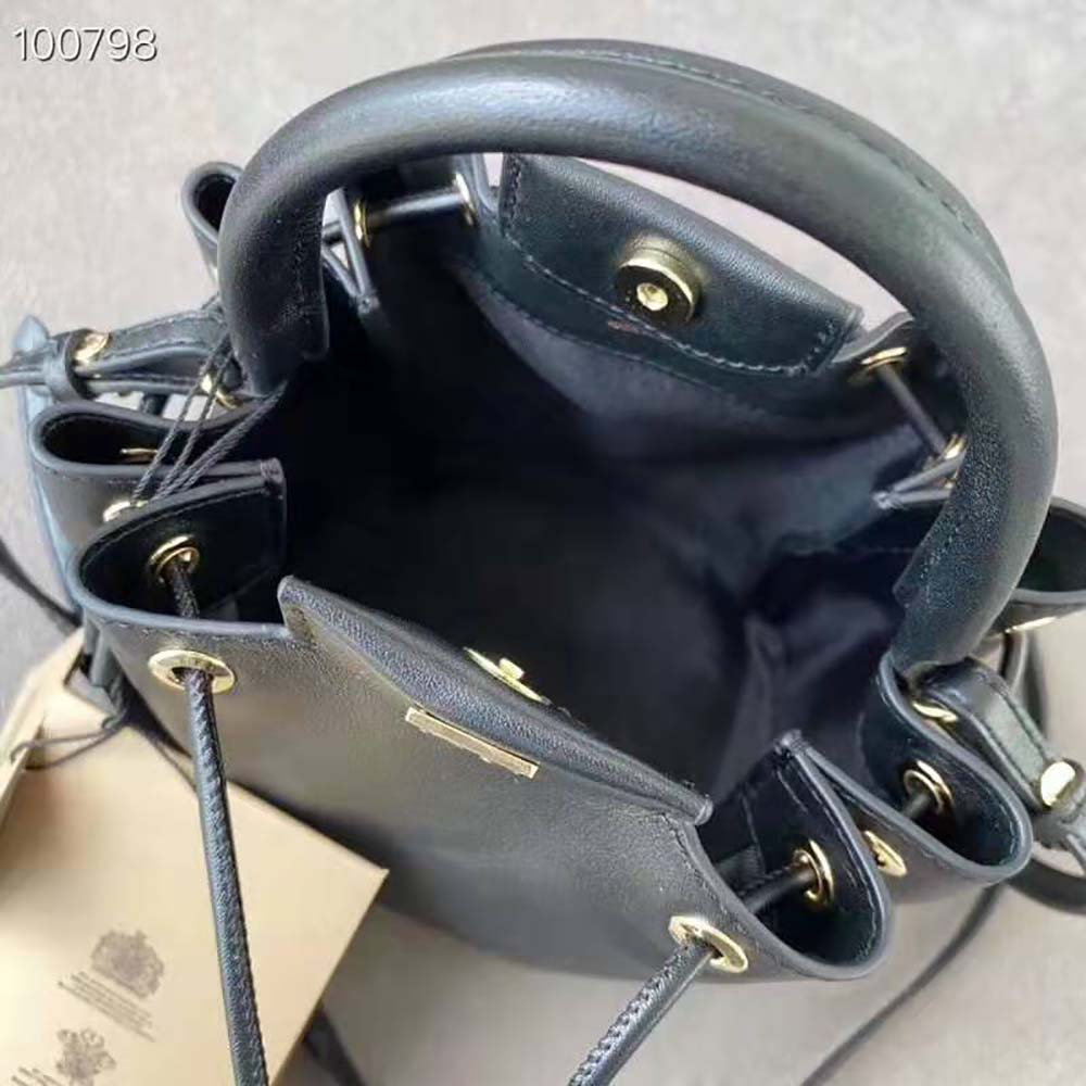 Burberry Women Monogram Motif Leather Bucket Bag-Black - image 9