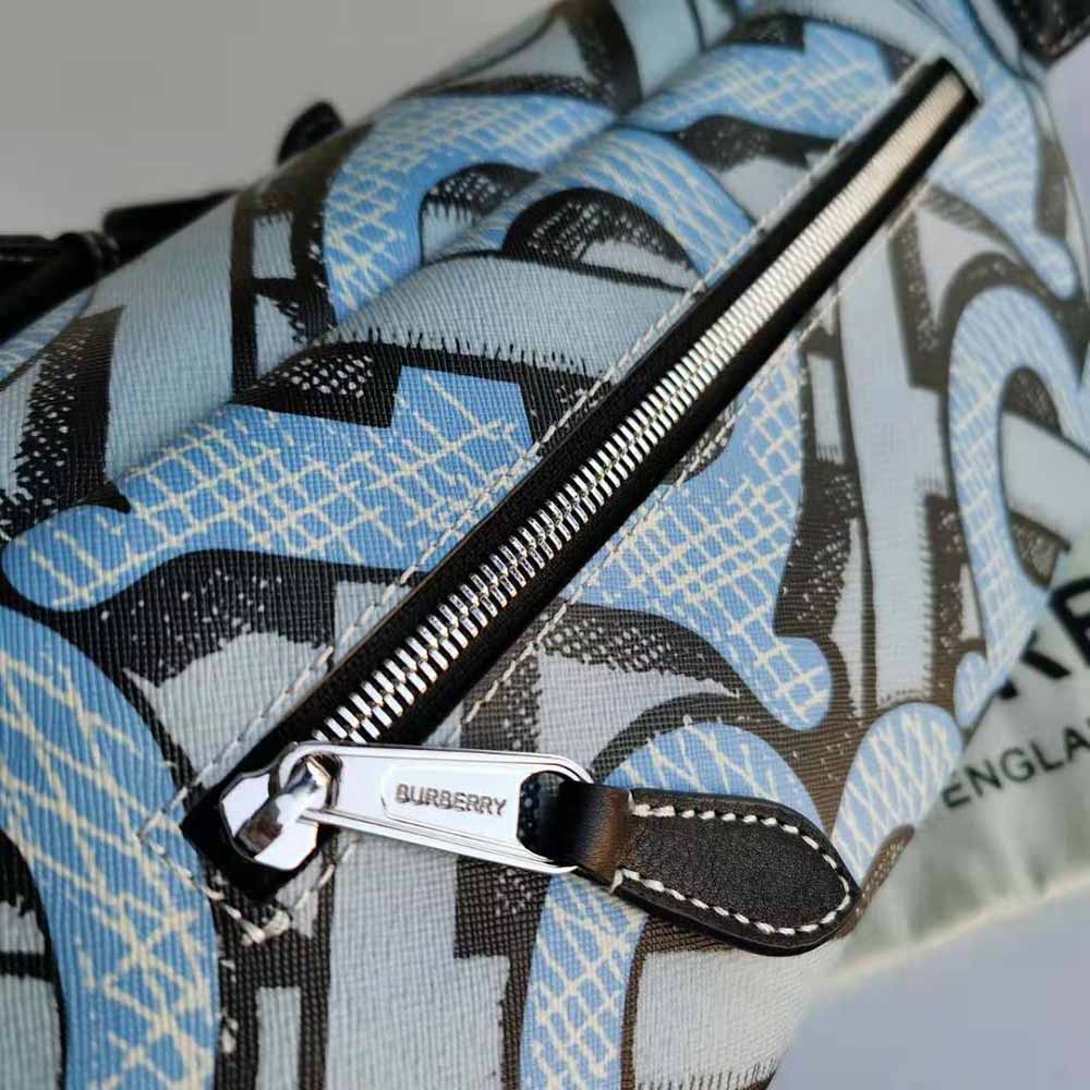 Burberry Women Monogram Print E-canvas Sonny Bum Bag-Blue - image 7