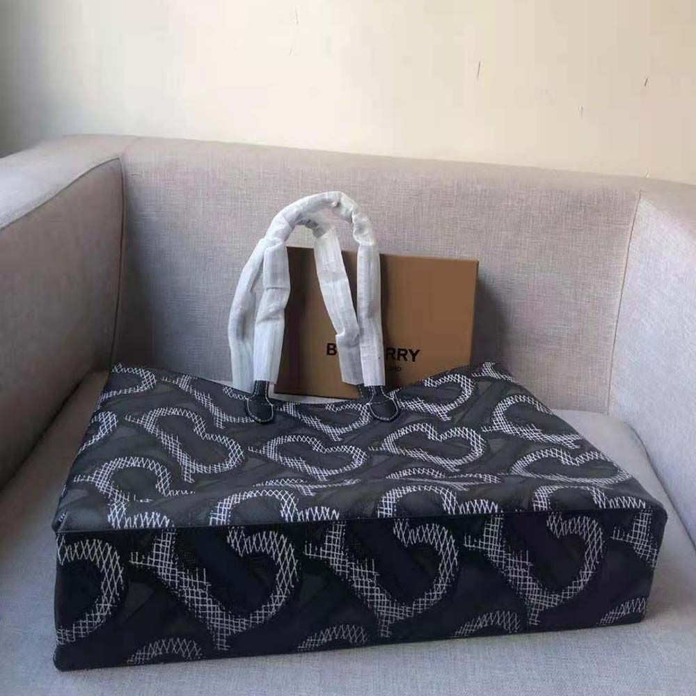 Burberry Women Monogram Print E-canvas Tote Bag-Black - image 4