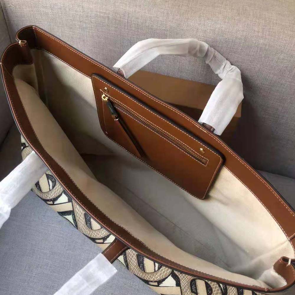Burberry Women Monogram Print E-canvas Tote Bag-Brown - image 7