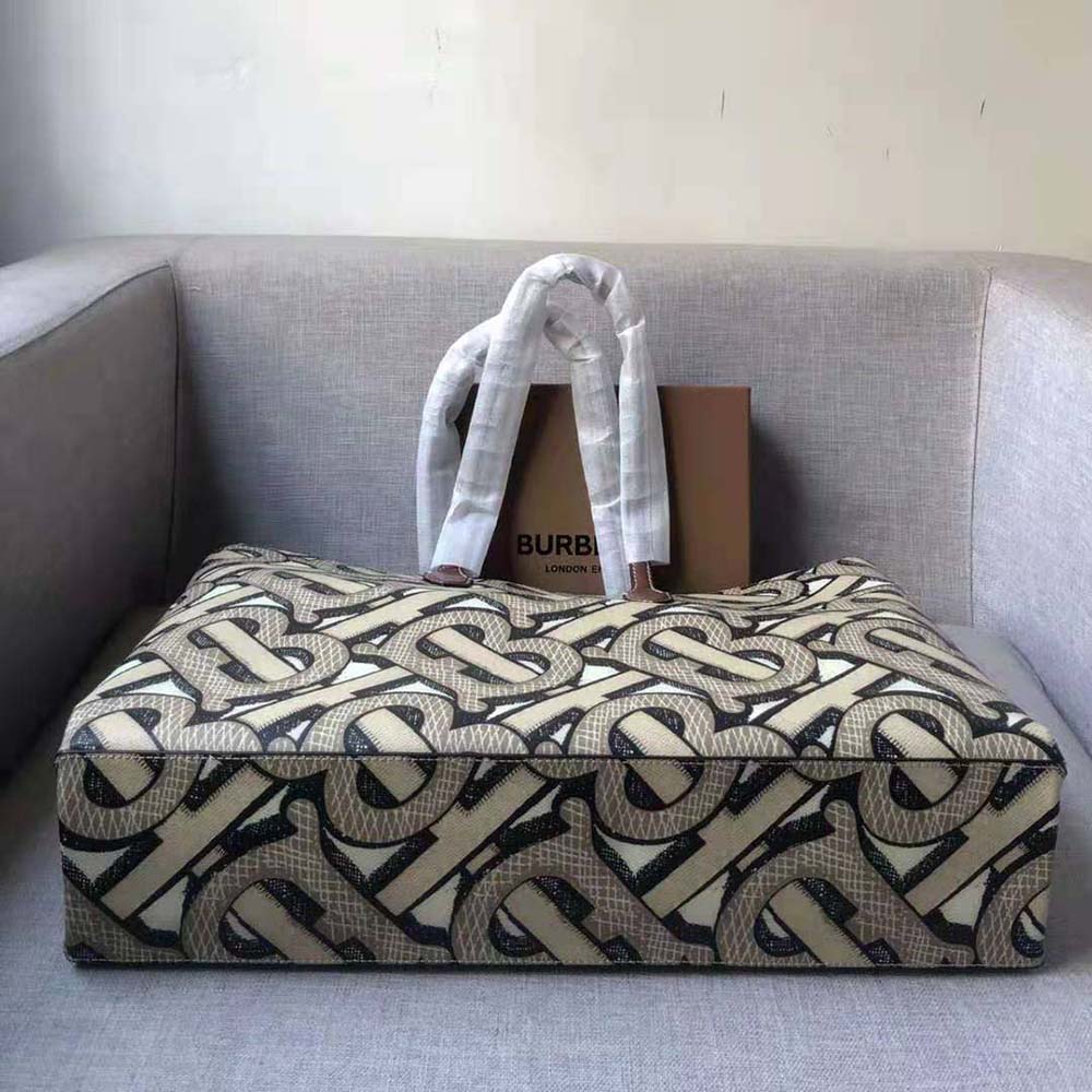 Burberry Women Monogram Print E-canvas Tote Bag-Brown - image 6