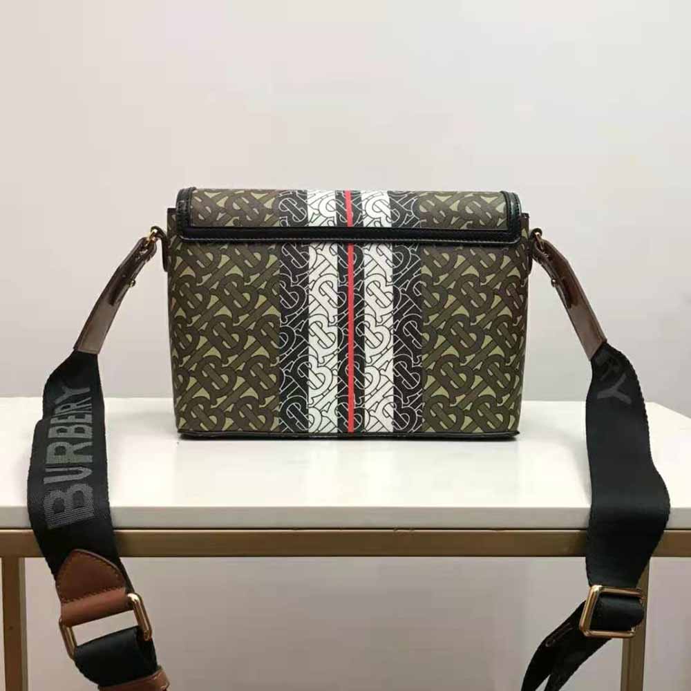 Side angle showing brown e-canvas texture and adjustable strap