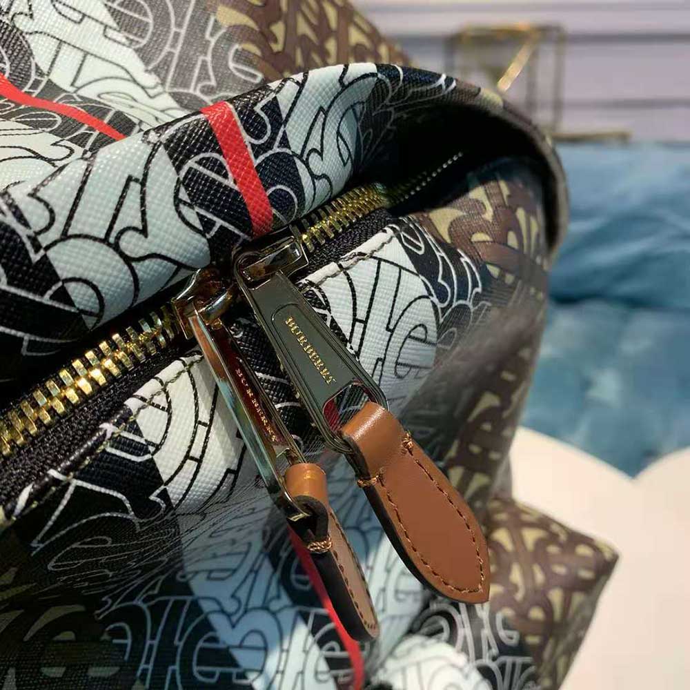 Burberry Women Monogram Stripe Print E-canvas Backpack - image 7