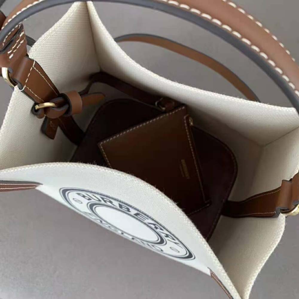 Burberry Women Small Logo Graphic Cotton Canvas Peggy Bucket Bag - image 6