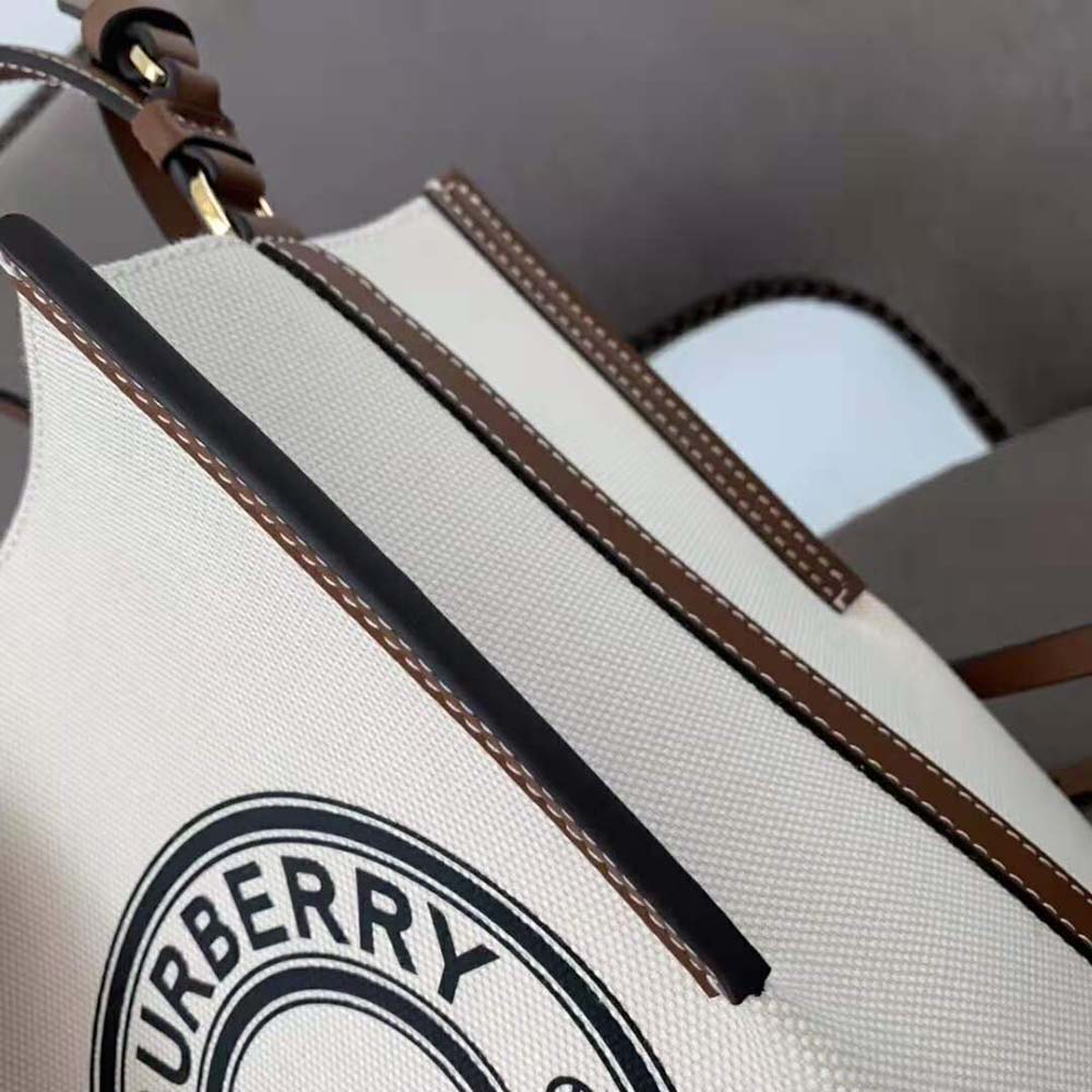 Burberry Women Small Logo Graphic Cotton Canvas Peggy Bucket Bag - image 8