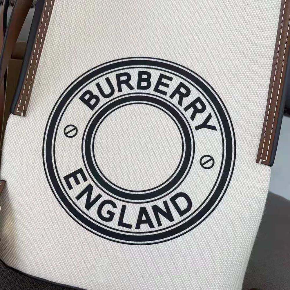 Burberry Women Small Logo Graphic Cotton Canvas Peggy Bucket Bag - image 9