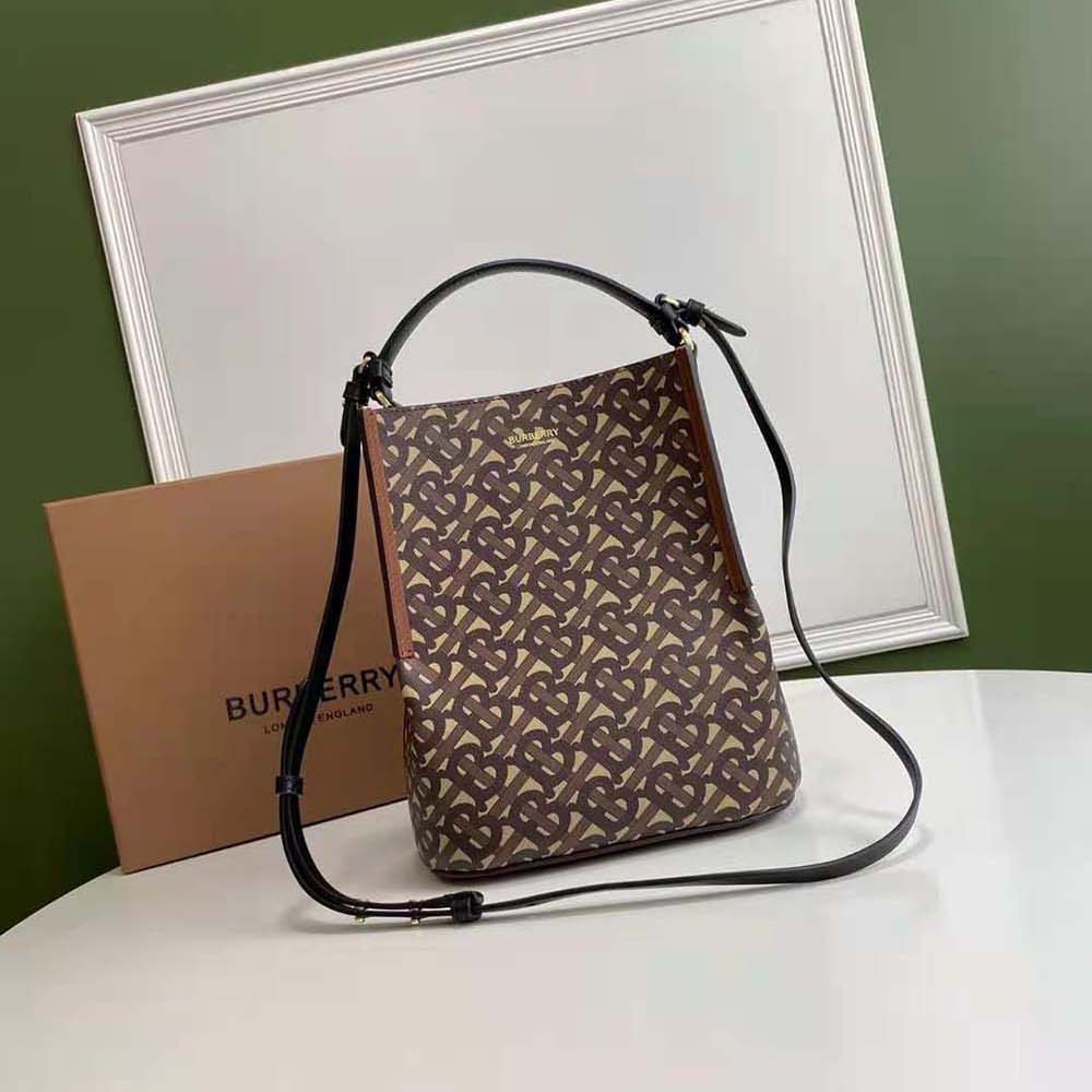 Close-up of drawstring and gold-tone hardware on Burberry Peggy Bucket Bag