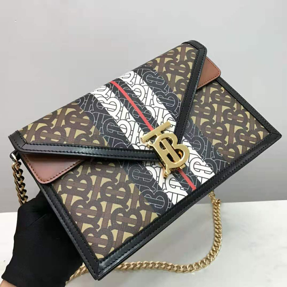 Burberry Women Small Monogram Stripe E-canvas TB Envelope Clutch - image 4