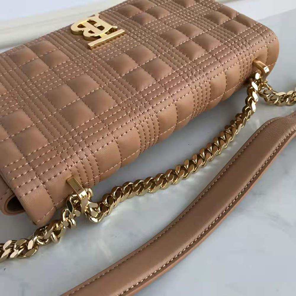 Burberry Women Small Quilted Lambskin Lola Bag-Sandy - image 8