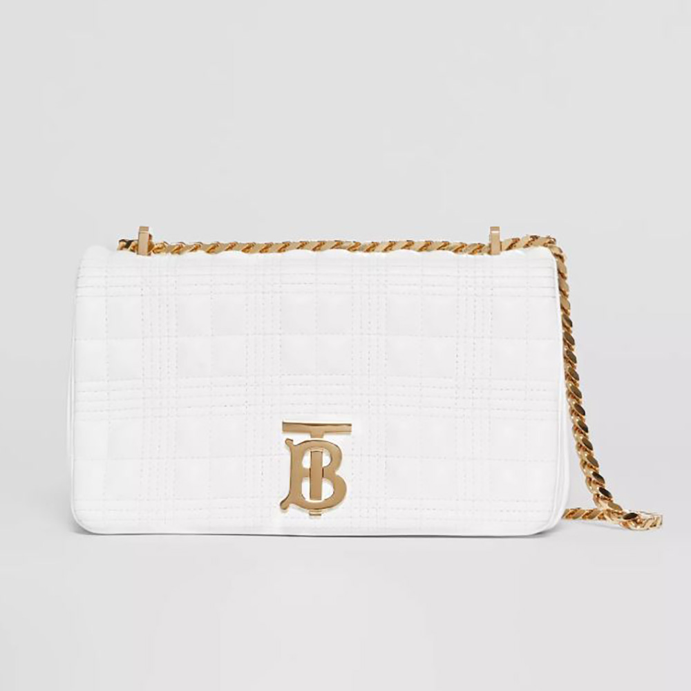 Burberry Women Small Quilted Lambskin Lola Bag-White
