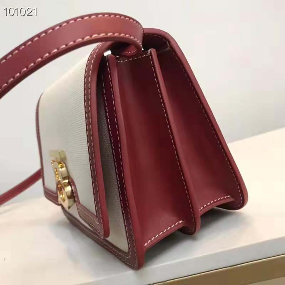 Burberry Women Small Two-tone Canvas and Leather TB Bag-Red - image 4