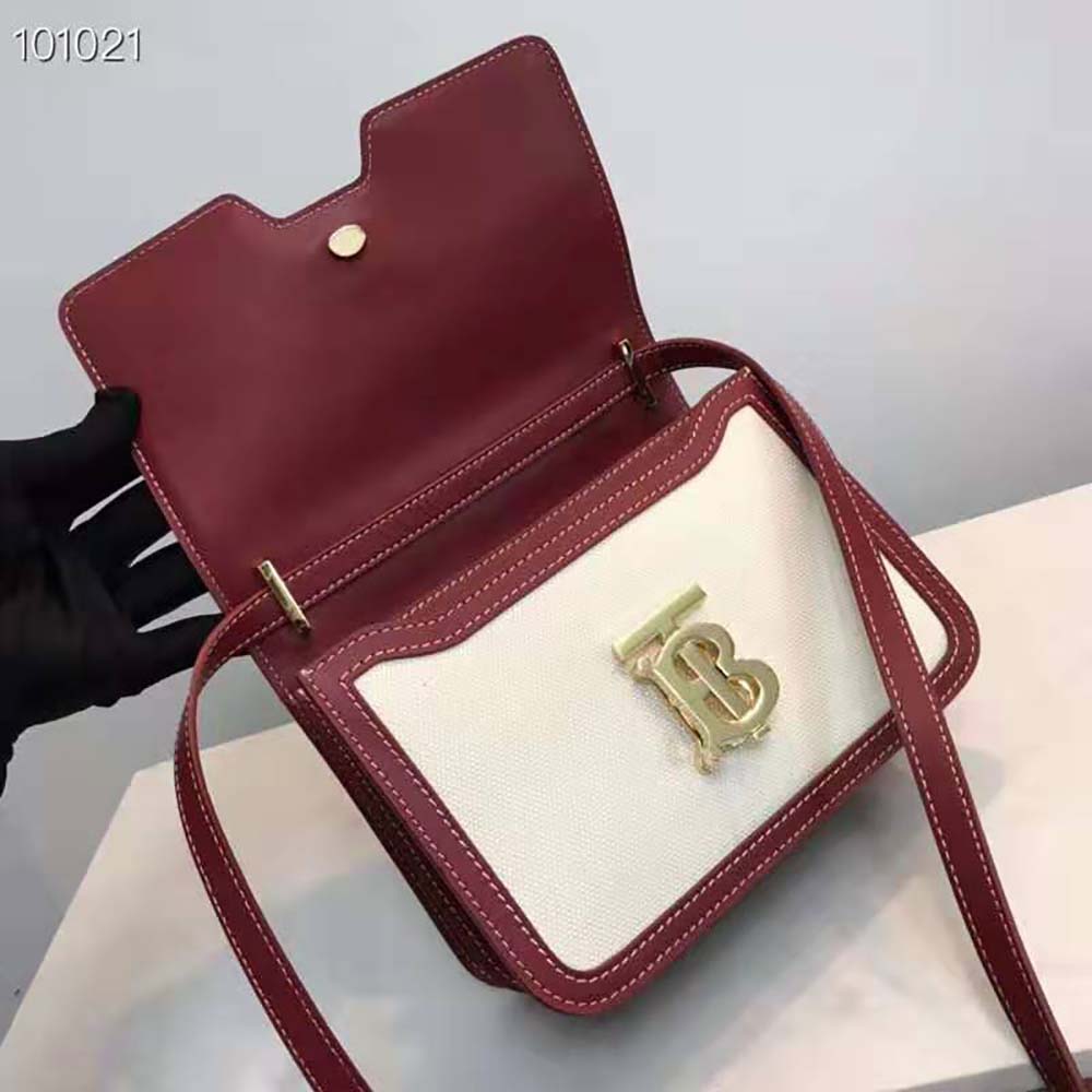 Burberry Women Small Two-tone Canvas and Leather TB Bag-Red - image 7