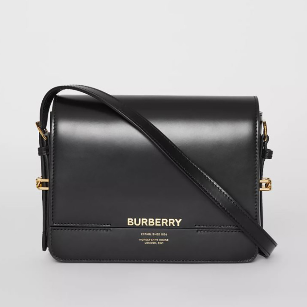 Front view of Burberry Women Small Two-tone Leather Grace Bag-Black
