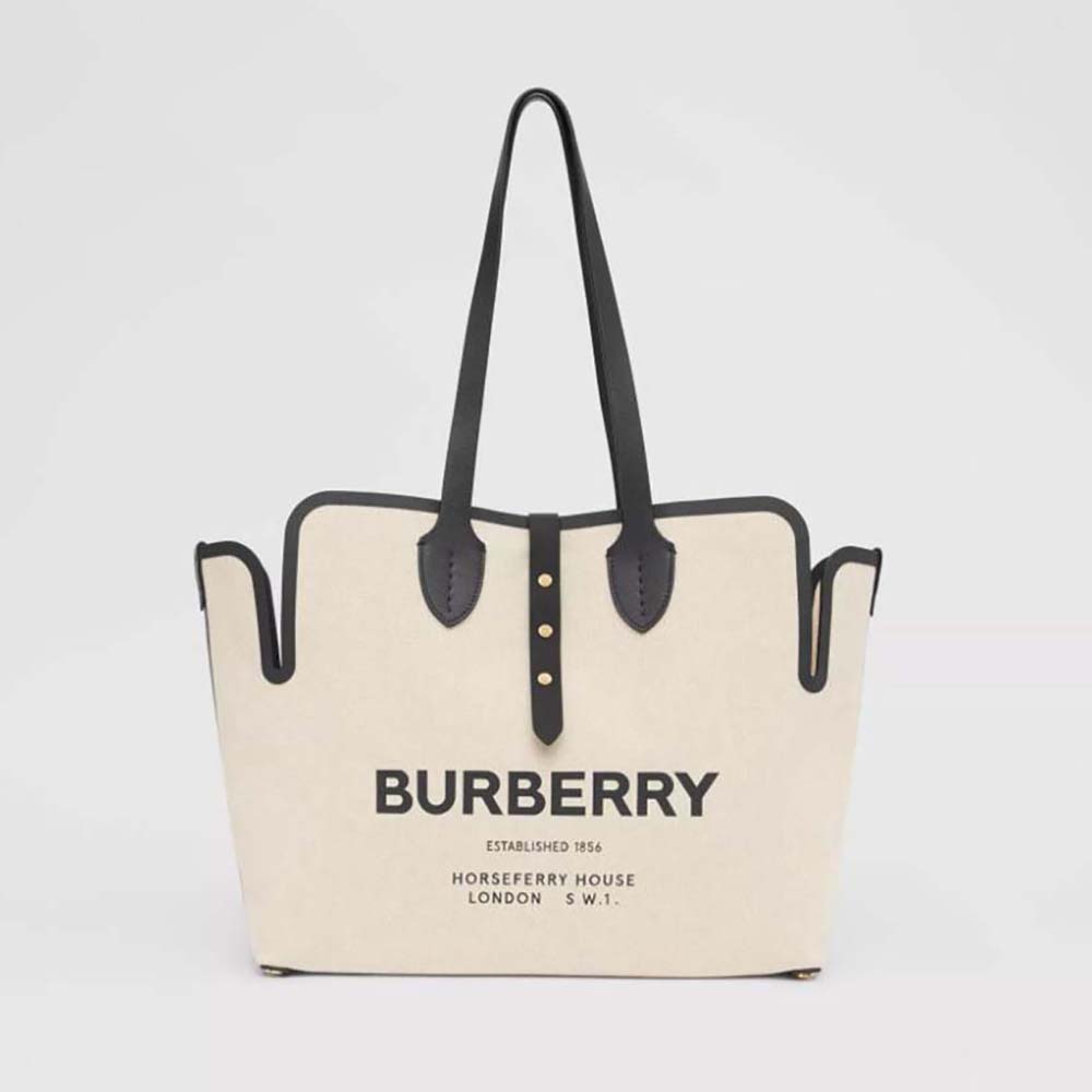 Front view of Burberry Women The Medium Soft Cotton Canvas Belt Bag-White