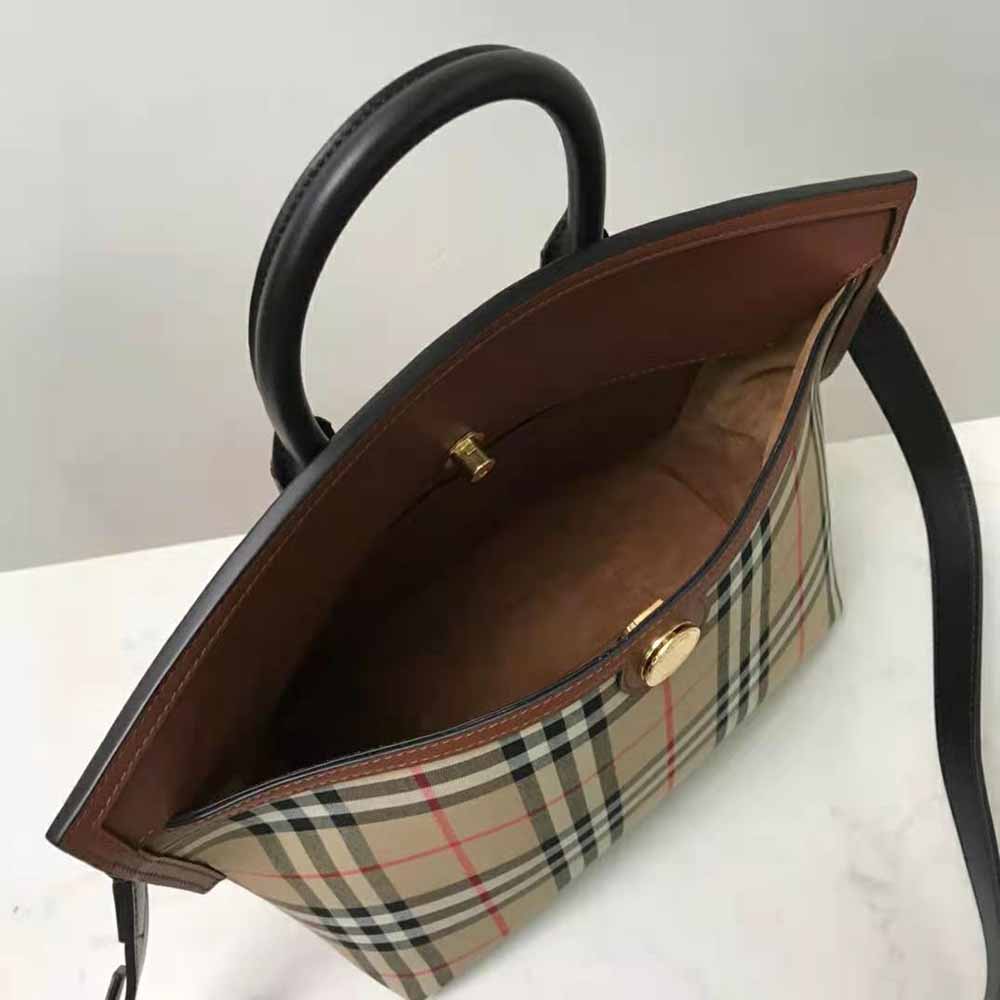 Burberry Women Vintage Check and Leather Society Top Handle Bag - image 6
