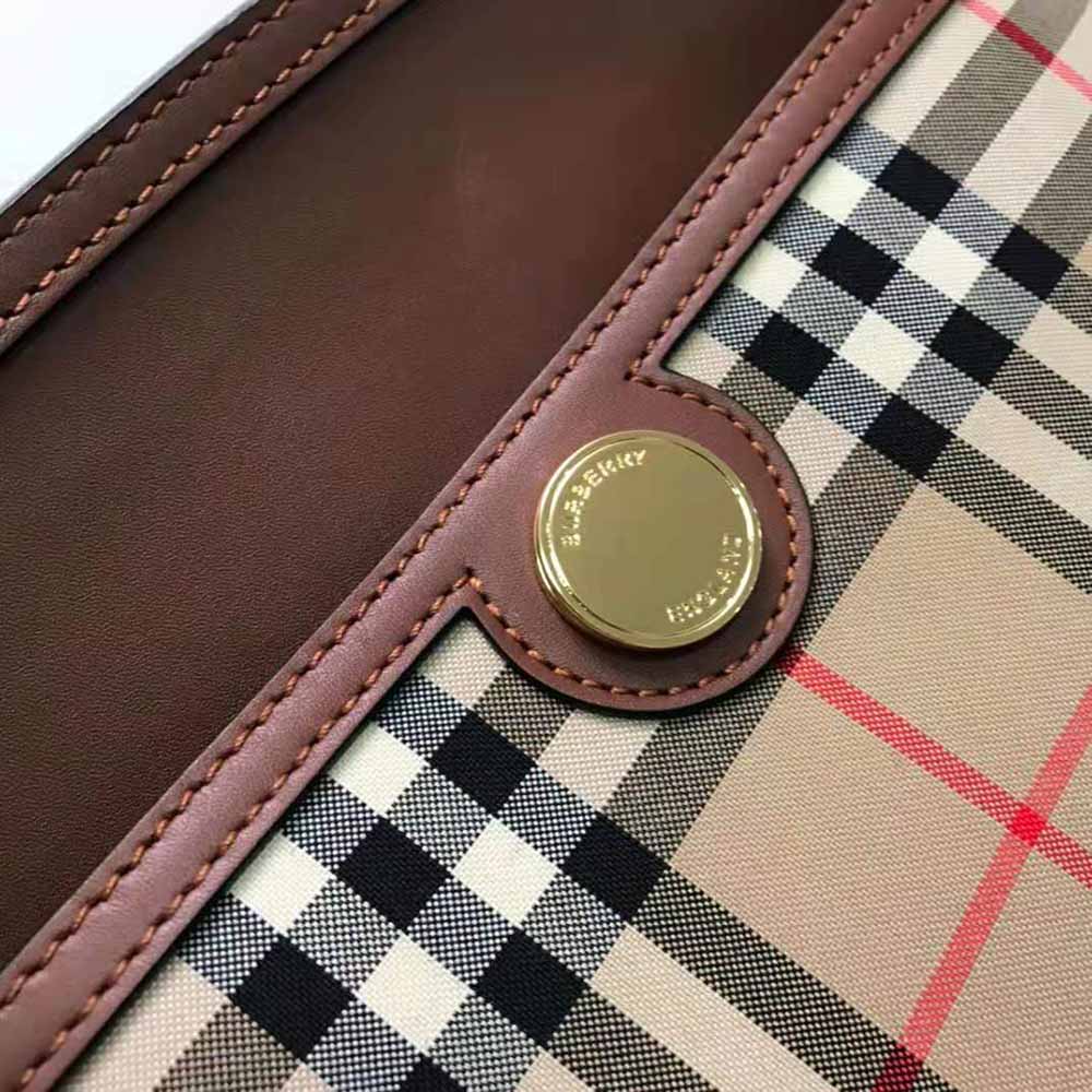 Burberry Women Vintage Check and Leather Society Top Handle Bag - image 8